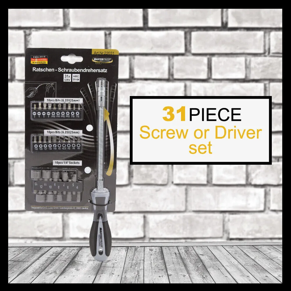31-Piece Precision Screwdriver Bits Set | Nut Driver, Hex, PC, Phone Tool Kit