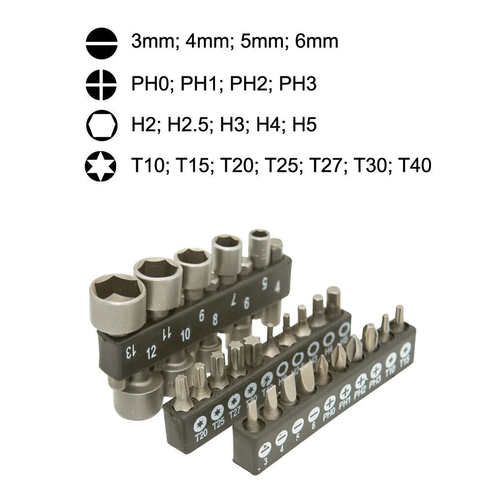 31-Piece Precision Screwdriver Bits Set | Nut Driver, Hex, PC, Phone Tool Kit