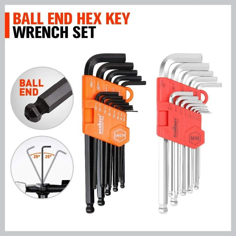 48Pc Spanner Set | Ratchet Wrench & Hex Key | Metric SAE Allen Key | W/T Rolling Pouch