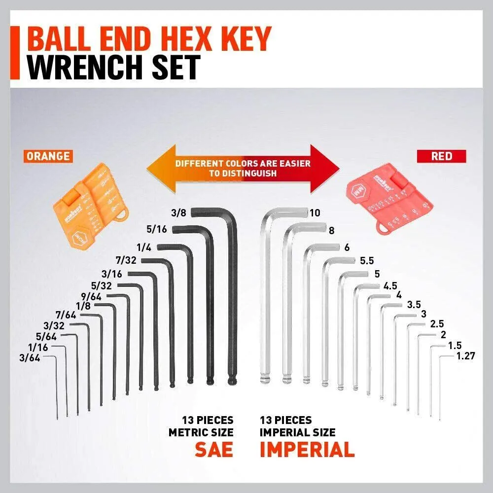 48Pc Spanner Set | Ratchet Wrench & Hex Key | Metric SAE Allen Key | W/T Rolling Pouch