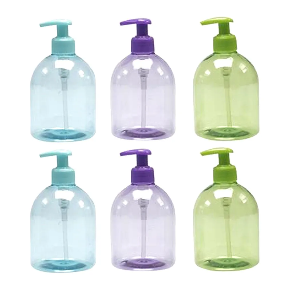 6 Pc Empty Plastic Bottle Dispenser Hand Liquid Soap Refillable Pump Lotion 17Oz