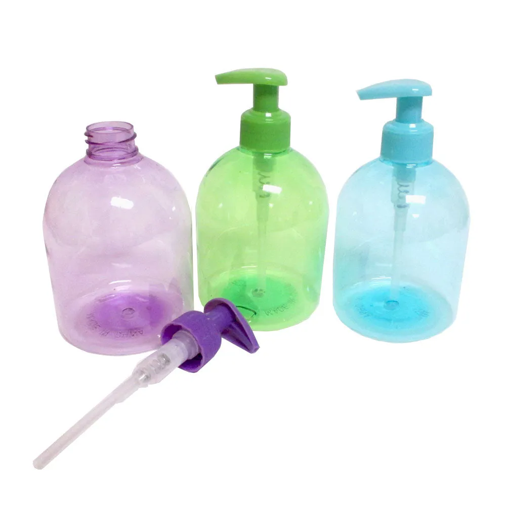 6 Pc Empty Plastic Bottle Dispenser Hand Liquid Soap Refillable Pump Lotion 17Oz