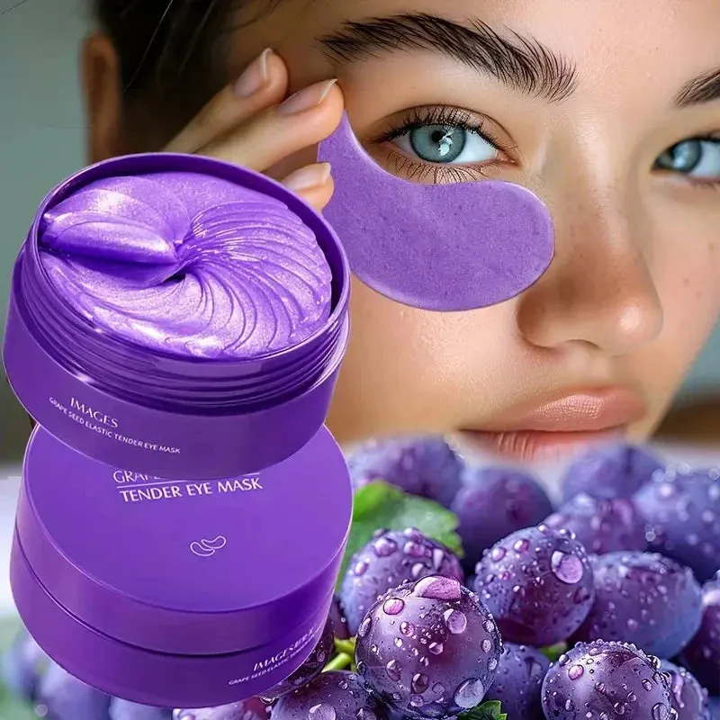 60 Piece Grape Crystal Collagen Eye Mask Anti Dark Circles Bags Aging Moisturizing Patches For Eyes