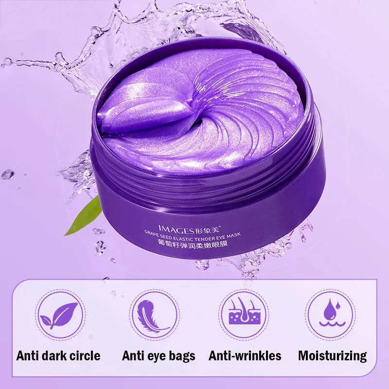 60 Piece Grape Crystal Collagen Eye Mask Anti Dark Circles Bags Aging Moisturizing Patches For Eyes