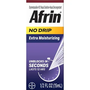 Afrin No Drip Extra Moisturizing 12 Hour Nasal Congestion Relief Spray, 1-15 ml Bottle