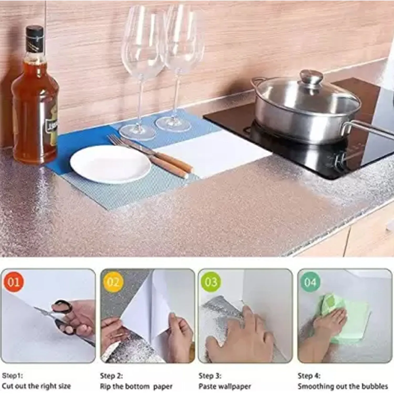 Aluminium foil for Kitchen and Aluminium Foil Paper Sticker Roll for Kitchen Wall, Drawers. (45cmx2Meter)