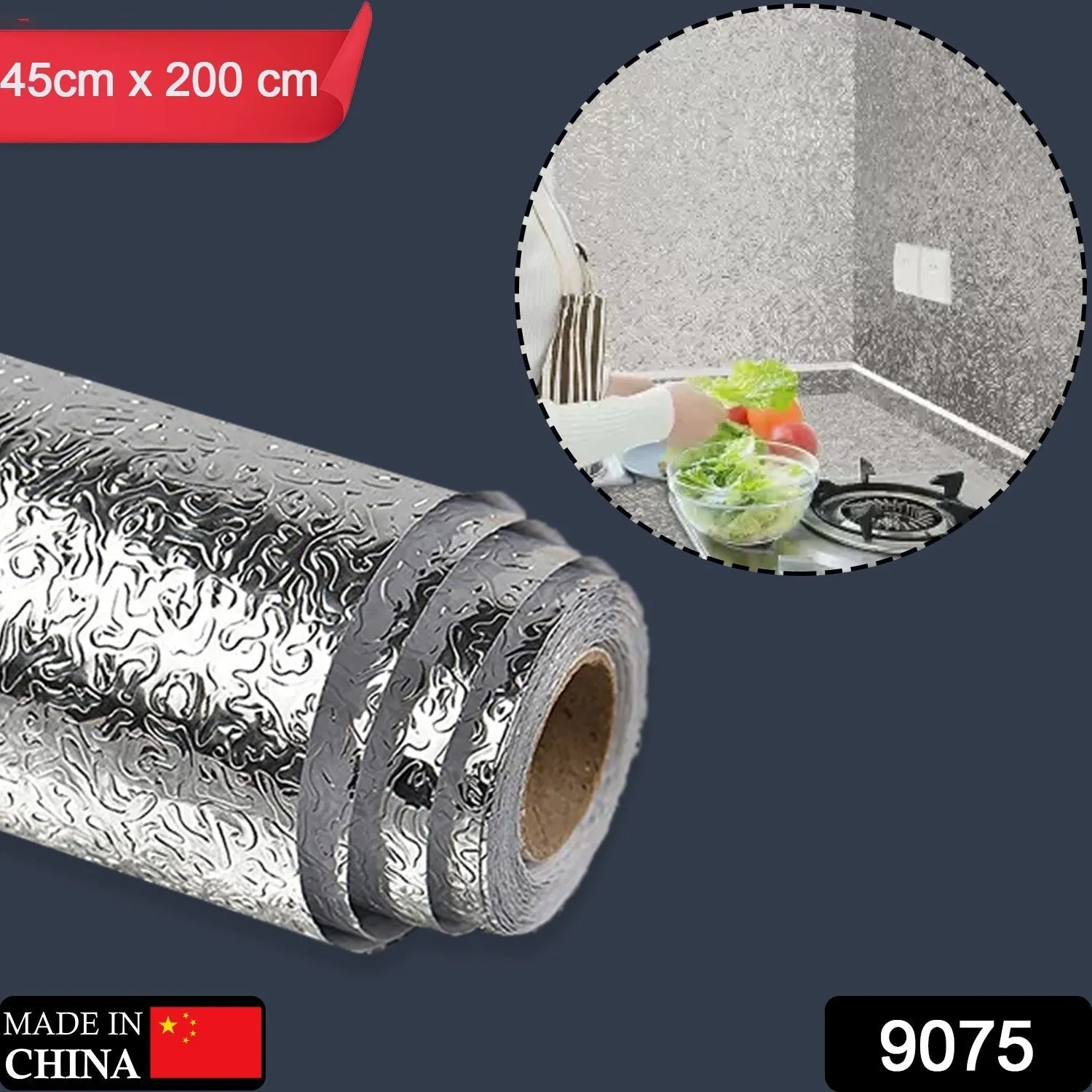 Aluminium foil for Kitchen and Aluminium Foil Paper Sticker Roll for Kitchen Wall, Drawers. (45cmx2Meter)