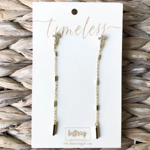 'Blake' Cross Drop Earrings