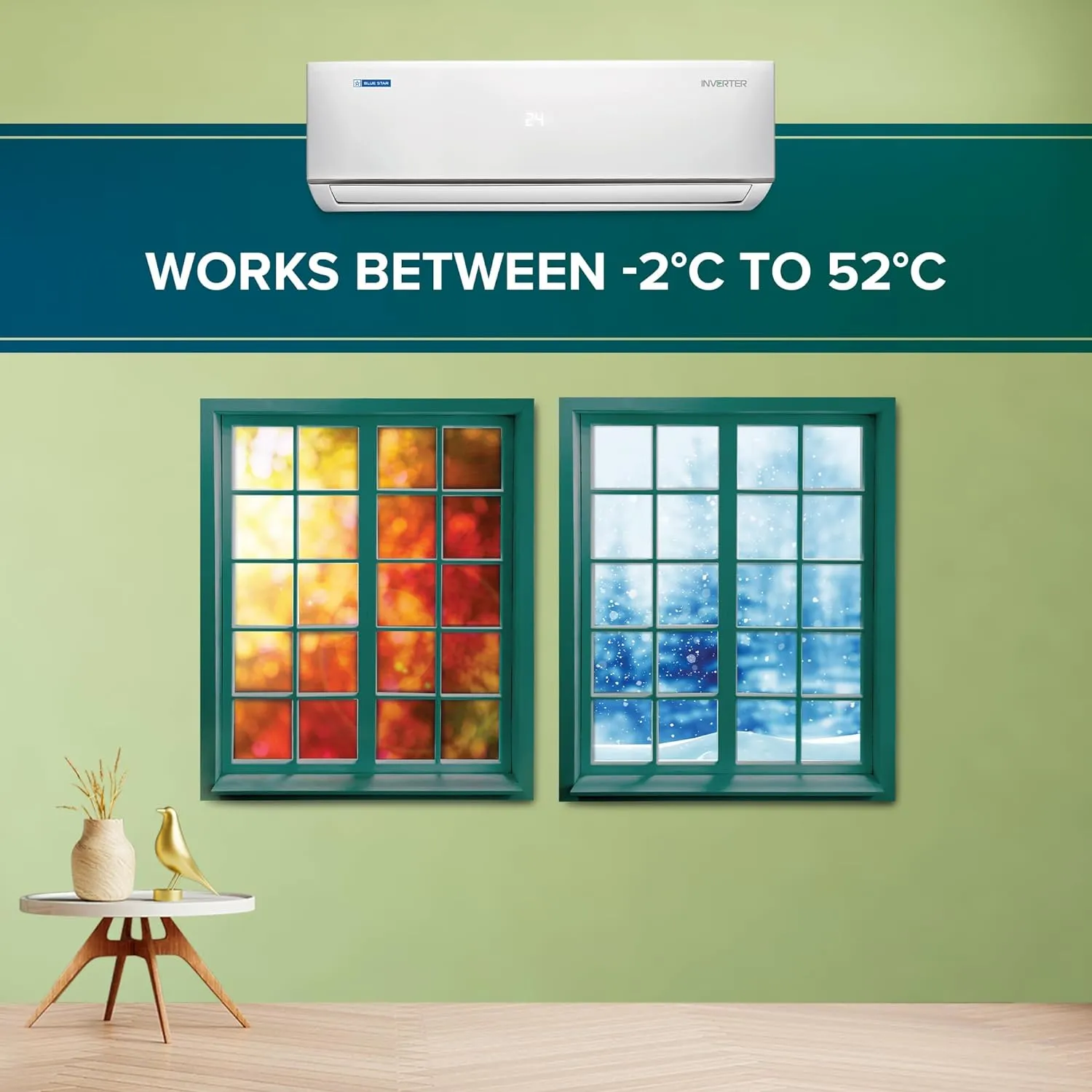 Blue Star IA318DNUHC 5 in 1 Convertible 1.5 Ton 3 Star Inverter Split Air Conditioner with Nano BluProtect Technology (White)