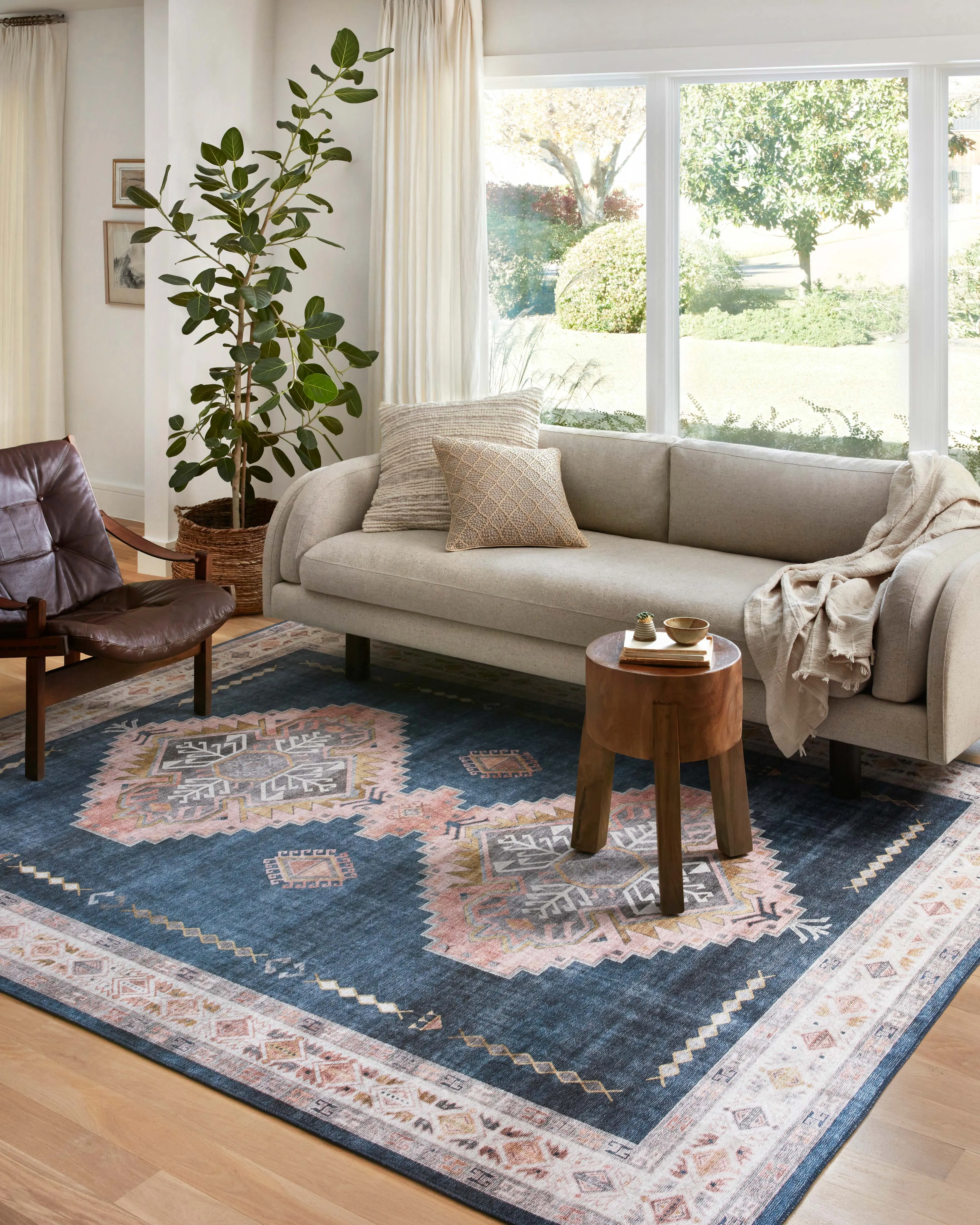Heidi Rug in Denim & Blush