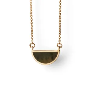 One Half Pendant Necklace - Green Jade, Yellow Gold