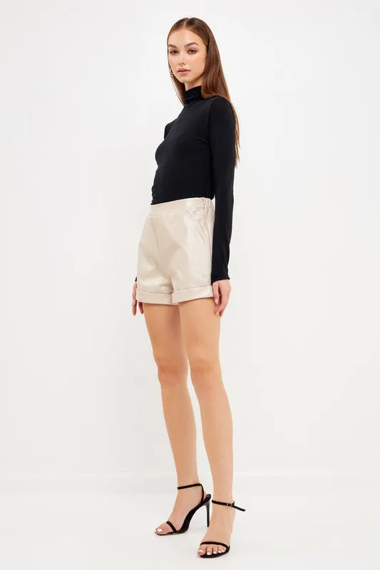 Shiny Taupe pullon shorts