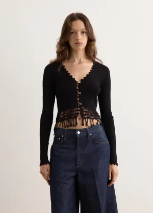 Shiny Viscose Crochet Cardigan