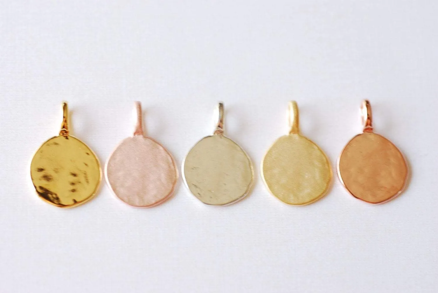 Vermeil Gold Round Blank Disc Charm Attached Bail -18k gold plated over sterling silver,blank disc, Gold stamping disc, Rose Gold disc, 97